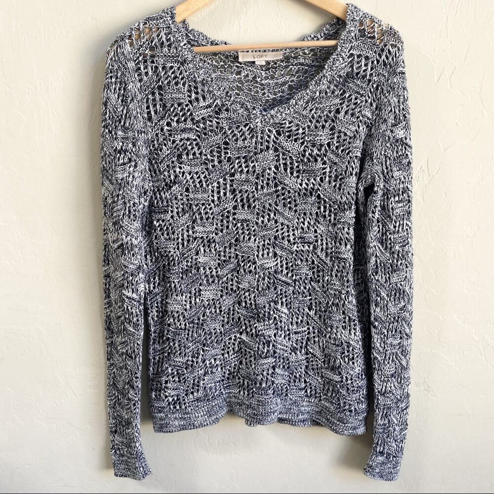 LOFT Black White Knit Sweater Medium